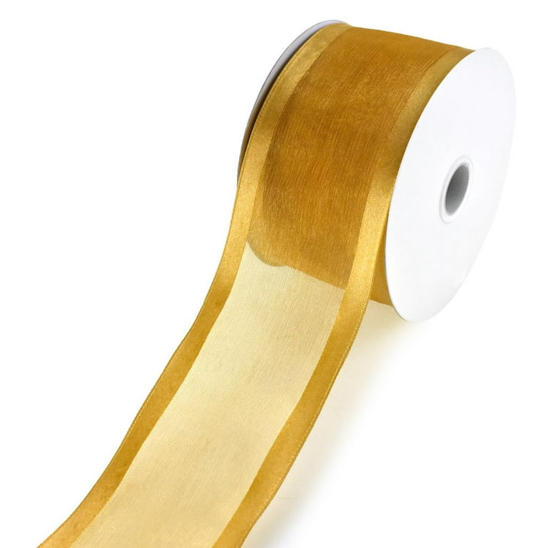  Solid Color Gold Satin Ribbon, 1-1/2 Inches x 25 Yards