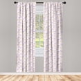 thumbnail image 2 of Ambesonne Kitten 4-Panel Curtains, Cats with Ribbon and Flowers, 56"x84", Mauve Pale Pink, 2 of 4