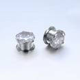 thumbnail image 3 of ZS 1 Pair Sparkly Crystal Ear Plug Tunnels Stainless Steel Ear Gauge Expander Stretcher Body Piercing 0g 00g, 3 of 6