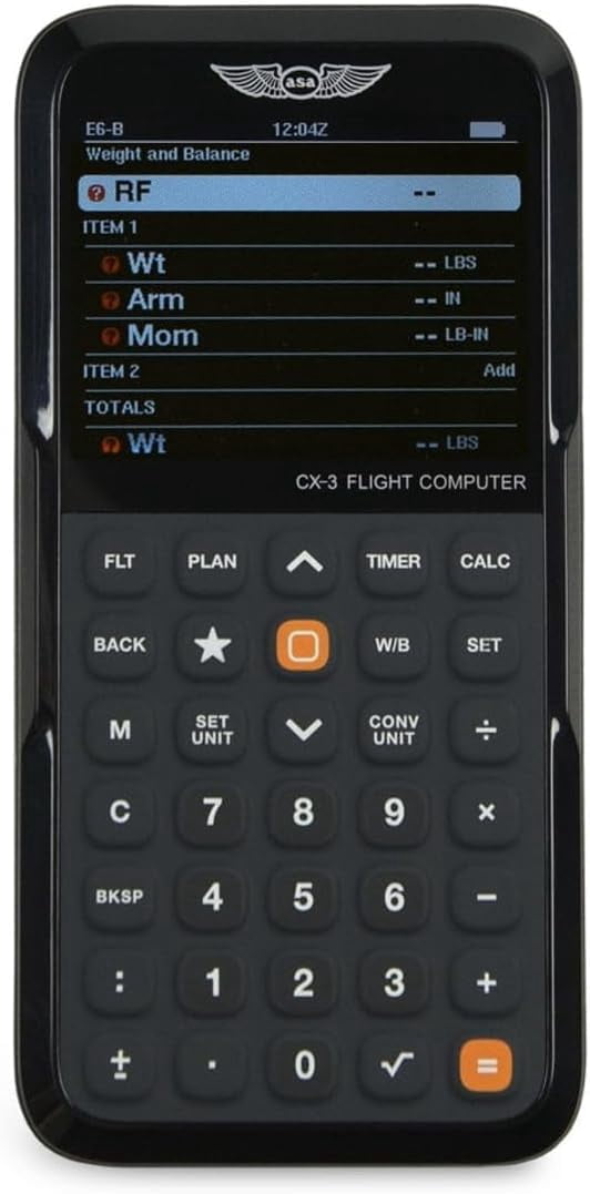 ASA CX-3 Flight Computer – Advanced Electronic E6B Aviation Calculator for Flight Planning & FAA Exams