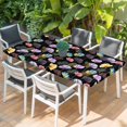 thumbnail image 2 of Spring Flowers Table Cloths for 6 Foot Rectangle Tables, Watercolor Floral Vintage Black Patio Waterproof Elastic Fitted Tablecloths, Washable Rectangular Table Cover for Camping, 2 of 8