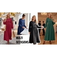 thumbnail image 3 of UVN Fall Long Dress for Women Crewneck Casual Long Sleeve Pleated Dresses with Pockets, 3 of 4