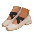 thumbnail image 2 of Mary Jane Shoes Women,Low Heel Straps Casual All Seasons Mary Jane Shoes for Daily Wear Work,Pink Mary Janes,White,7.5, 2 of 8