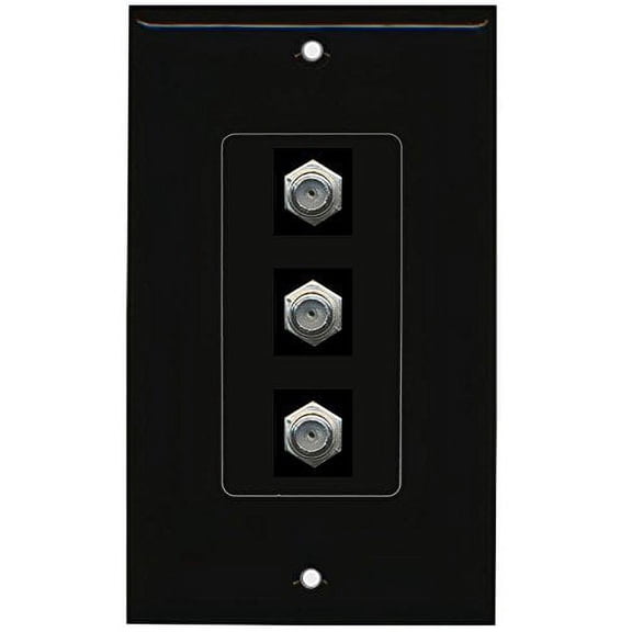 RiteAV (1 Gang Decorative 3 Coax Black Wall Plate Black