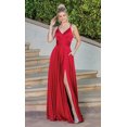 thumbnail image 1 of Vestidos de dama de honor con cuello en V y tirantes finos, vestidos de noche sin espalda sin mangas divididos, vestidos de baile hasta el suelo con bolsillos, 1 of 5