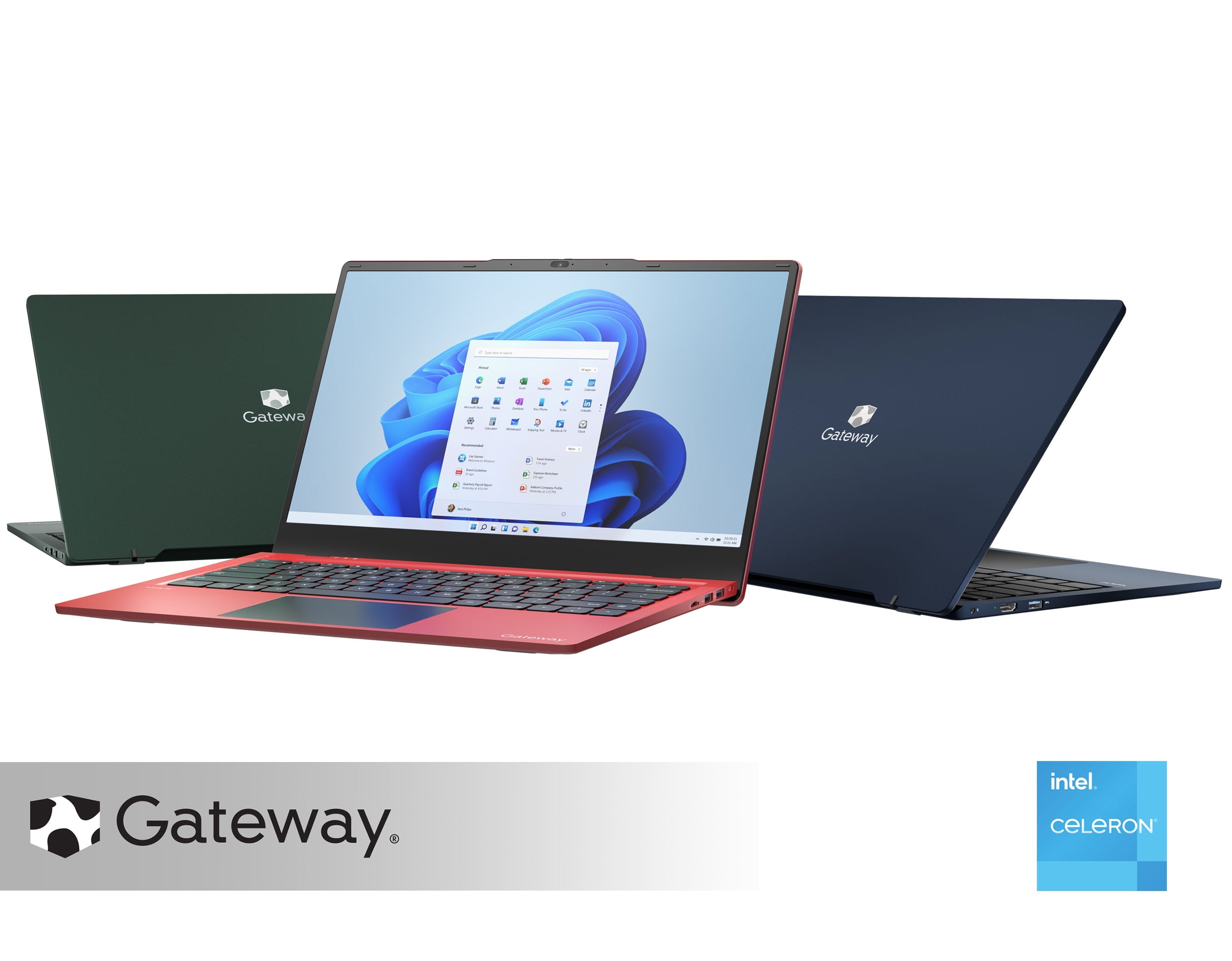 Gateway 15.6" Ultra Slim Notebook, HD, Intel® Celeron® N4020, Dual Core, 4GB RAM, 128GB Storage, Tuned by THX Audio, 1MP Camera, HDMI, Windows 11, Microsoft 365 Personal 1-Year Included, Blue