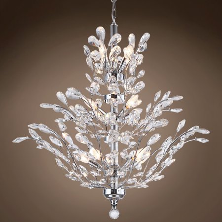 

Joshua Marshal Home Collection Chrome Floral European Crystal Tree Branch 18 Light Chandelier Lamp - 37 Wide x 35 Height