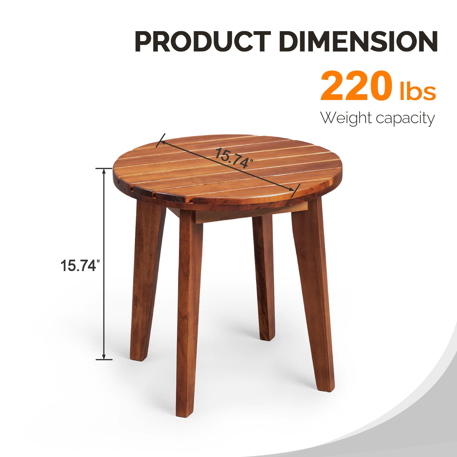 Ktaxon 15.7in Outdoor Round End Table Table, Poplar Wood Small Side Table, for Indoor Outdoor Patio Balcony Lawn Pool Living Room, Natural