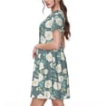 thumbnail image 2 of Naloa Flower Print Womens Summer A-Line Dress with Pockets,Short Sleeve Dresses,Flowy Beach Swing Dress for Vacation Travel, 2 of 6