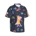 thumbnail image 2 of Qekee Cartoon Dinosaur Scooter Sport Blue print Hawaiian Shirt for Men Short Sleeve Button Down Shirts Beach Tropical Casual Shirts, 2 of 9