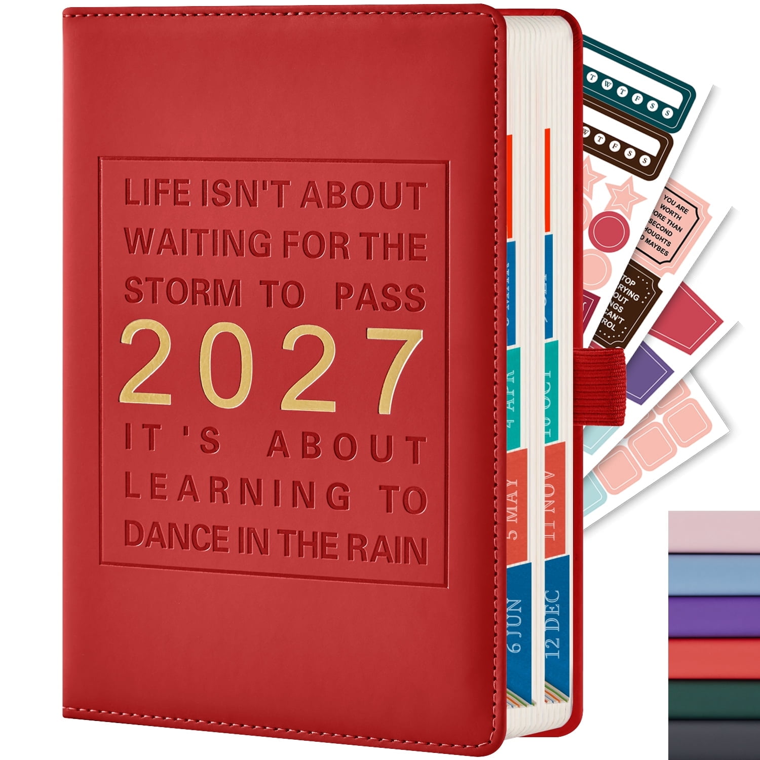ROBCURSE 2027 Planner/Calendar Jan 2027 - Dec 2027 Daily and Monthly Planner with Hourly Schedules Monthly Tabs 4 Stickers Inner Pocket 5.6 x 8.3 Hardcover Organize Book for School Office