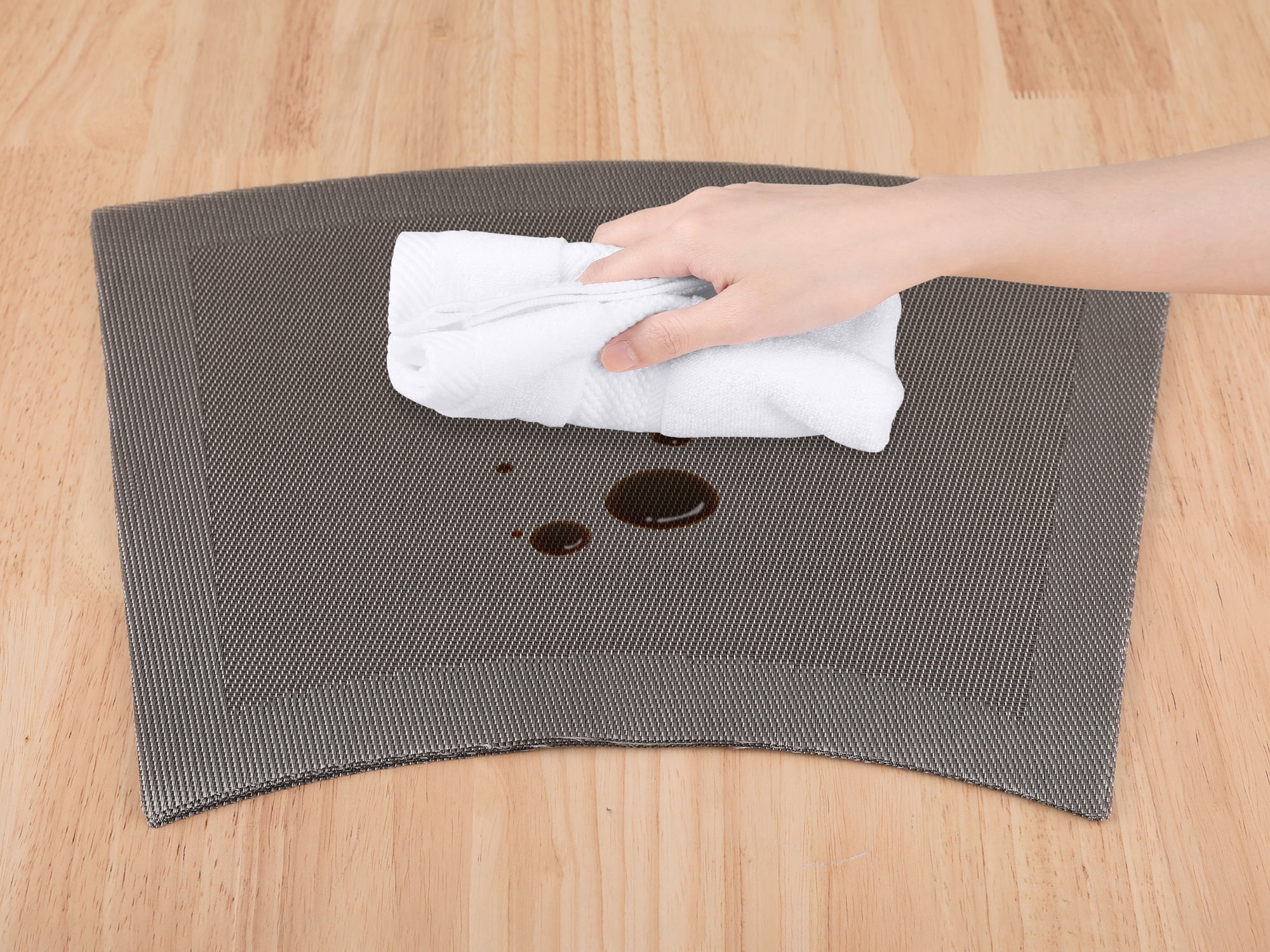 Unique Bargains Set of 8 Placemats Washable Heat Resistant Table Placemats Gray 18x13in