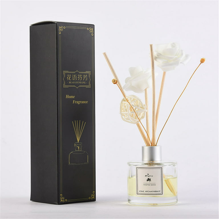 Reed Diffuser Set | Mahogany Teakwood Scented Reed Diffuser Sticks | 4oz  Enhanced Scent Diffuser Fragrance Oil for Bedroom Bathroom Home Décor