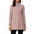 thumbnail image 1 of Abrigo de mujer INSPIRE CHIC de longitud media, con cuello alto, de un solo botón, abrigo de invierno, color gris y rosa, talla XS, 1 of 6