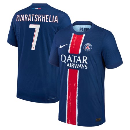 Men's Nike Khvicha Kvaratskhelia Navy Paris Saint-Germain 2024/25 Home Authentic Player Jersey