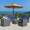 thumbnail image 4 of Costway 8 PCS Wicker Sofa Rattan Furniture Set Patio Furniture w/ Storage Table Navy, 4 of 12