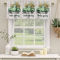 thumbnail image 2 of Hello Spring Curtain Valances for Windows, Kitchen Valance Window Treatments Panel 2 Pack, Easter Flowers Green Truck Vintage Floral Grey Rod Pocket Short Curtains for Bathroom Bedroom 42 x 18 Inch, 2 of 8