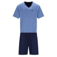 thumbnail image 1 of hajo Pijama corto para hombre - Klima-Light, pijama, shorty, mezcla de algodón Azul L (Large), 1 of 5