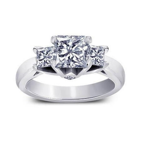 - Harry Chad HC11926 1.70 CT 3-Stone Style Princess Diamonds Wedding Anniversary Ring - Color F - VS1 & VVS1 Clarity