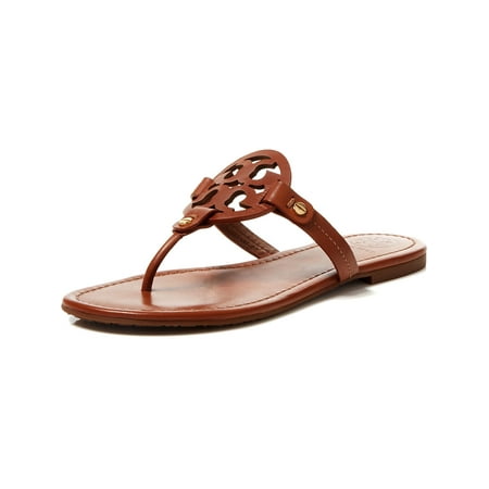Tory Burch Womens Miller Leather Thong Flat Sandals