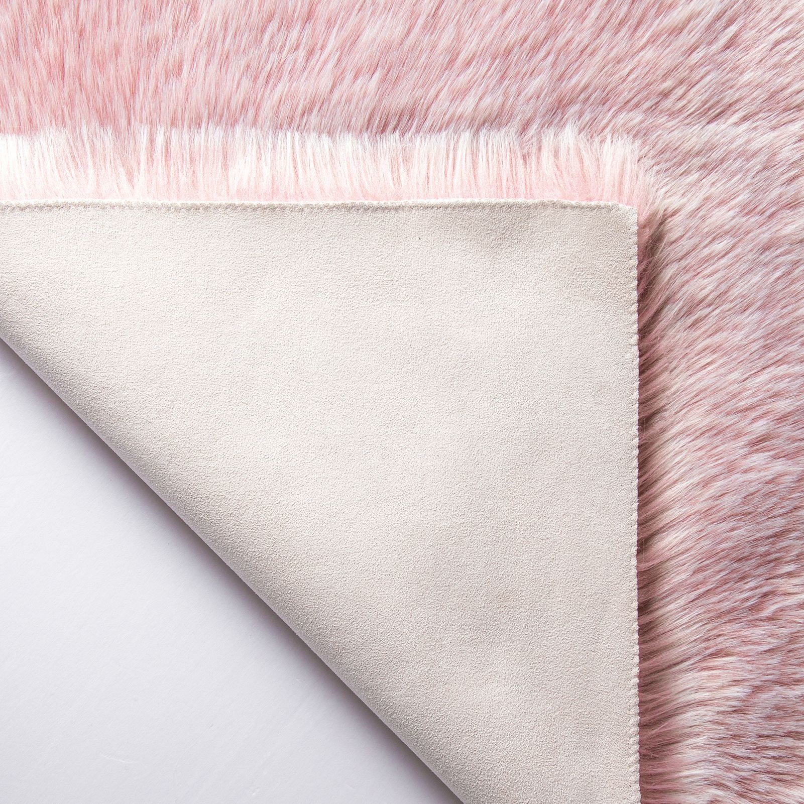 Phantoscope Ultra Soft Faux Fox Fur Pink, Indoor Area Rug, 2 x 3 ft, Irregular Shape