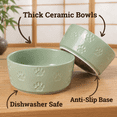 Sage Green Medium Ceramic Dog Bowl Set With Non-Slip Base For Small To ...