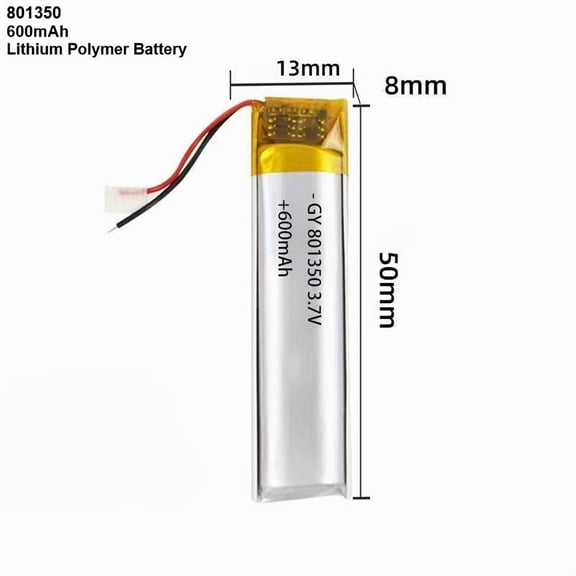 3.7V 600mAh Li-Ion Battery 801350 Lithium Polymer Rechargeable Battery For Bluetooth Headset GPS Toy