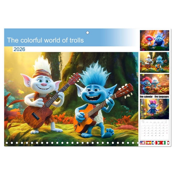 The colorful world of trolls (Monthly Wall Calendar 2026 16.5 x 23.4 (open)), CALVENDO 14 Month Calendar