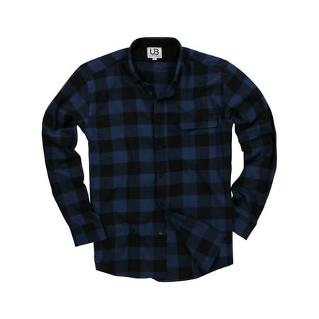 Urban Boundaries - Men's Long Sleeve Flannel Shirt W/Point Collar (Navy ...