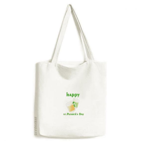 Green Beer Toast Celebrates Ireland Tote Canvas Bag Shopping Satchel Casual Handbag