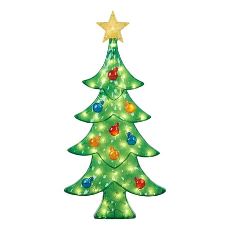 Holiday Time Light-up Icy Christmas Tree Decoration,