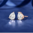 thumbnail image 6 of JeenMata 2 Carat Pear Cut Moissanite Minimalist Solitaire Stud Earrings in 18k Rose Gold Plating for Women, 6 of 8
