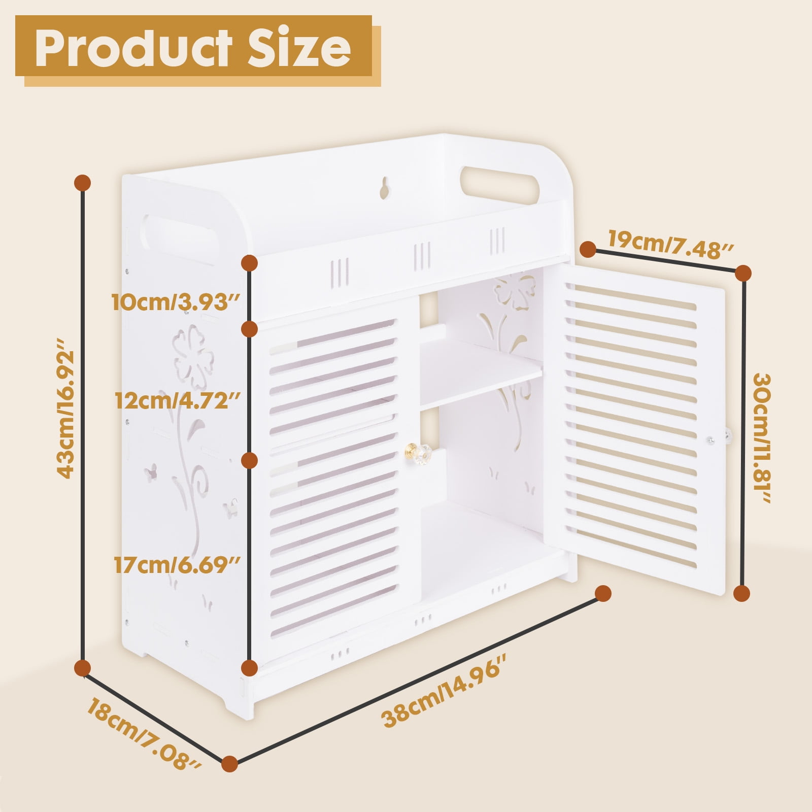 PinkSheep Bathroom Medicine Cabinets, Wall Mount Over the Toilet Storage Cabinet Organizer with 2 Doors and 5 Shelves, White