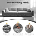 thumbnail image 4 of Alvantor 4-Seat Sofa 102" W Corduroy Upholstered Deep Seat Couches Convertible Chaise for Living Room, Apartment Grey, 4 of 8