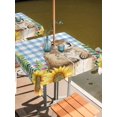 thumbnail image 2 of Outdoor Tablecloth with Umbrella Hole for Patio/Picnic/Party/Camping, Groundhog Day Waterproof Table Cloth Square Cover Washable, Blue Plaid Sunflower Spring Floral (60"x 60"), 2 of 8