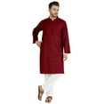 thumbnail image 5 of Atasi Indian Mens 2 Piece Kurta Pajama Set Henley NeckÂ&nbsp;Casual Long Kurta, 5 of 7