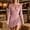 Pink, variant on Women's Western Fringe Dress with Studded Trim, Deep V Neck Long Sleeve Faux Suede Mini Dress, Cowgirl Party Outfit for Country Concert