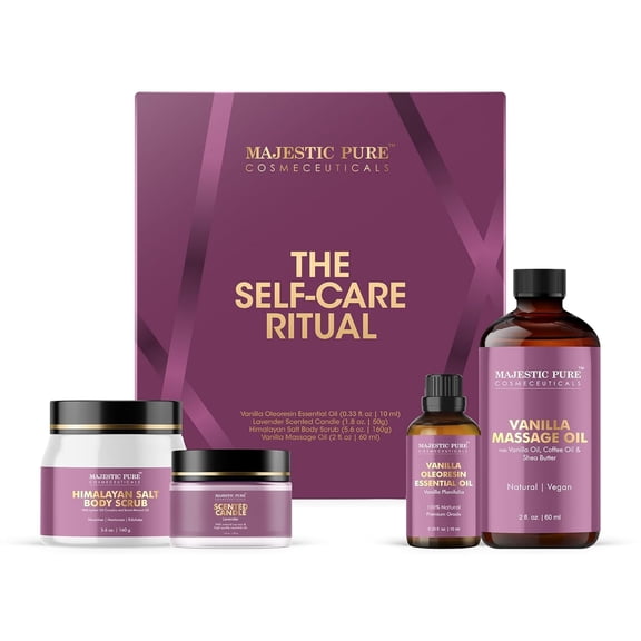 Majestic Pure Spa & Pamper Gift Set | 4-Piece Self-Care Kit | For Relaxing Home Spa Experience
