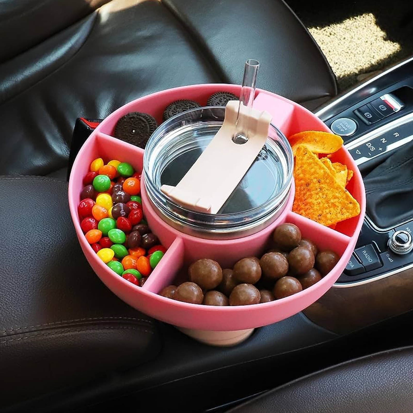 Plateau à Collation 4 Compartiments Avec Couvercle & Poignée – Boîte Hermétique Pour Snacks, Pique-Nique, Apéro