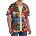 thumbnail image 4 of KLL Easter Eggs Print Men's Shirt Short Sleeve Button Down Summer Cuba Beach Shirts- Small, 4 of 7
