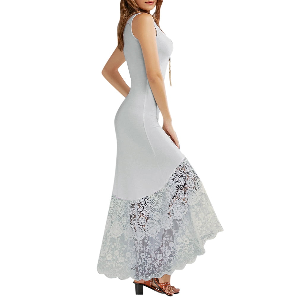 scalloped lace maxi dress