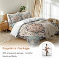 thumbnail image 7 of Boho Bedding Duvet Cover Set Twin Size 4 Pieces Vintage Medallion Damask Floral Abstract Middle Ages Bedding Set with Zipper Closure, 1 Comforter Cover 68x86 Inches 1 Flat Sheet & 2 Pillow Cases, 7 of 7