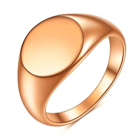 QQTDFG Simple Punk Oval Width Ring Stainless Steel Chunky Rings Women Men-rose gold-Size 7