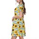 thumbnail image 2 of Balery Blue White Striped Sunflower A Vestidos sueltos de manga corta para mujer, vestidos de verano 2025, vestidos casuales de corte A con vuelo., 2 of 6