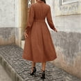 thumbnail image 4 of BLTIBY Womens Corduroy Midi Dresses Button Up A Line Long Sleeve Wedding Guest Long Dress Casual Office Dresses with Belt Coffee S, 4 of 9