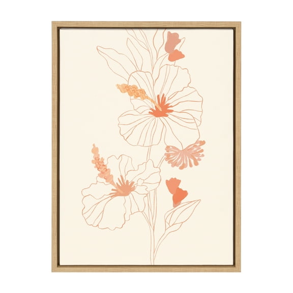Kate and Laurel Sylvie Hilo Framed Canvas Wall Art by Kasey Free, 18x24 Natural, Tropical Floral Art