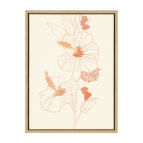 Kate and Laurel Sylvie Hilo Framed Canvas Wall Art by Kasey Free, 18x24 Natural, Tropical Floral Art