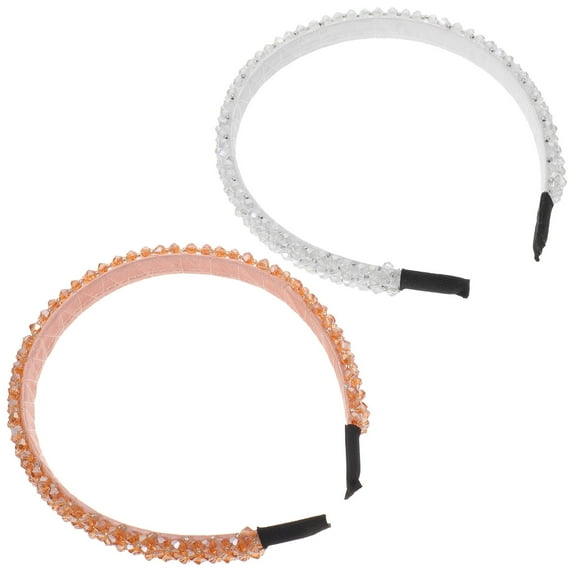 FRCOLOR Assorted Color Rhinestone Headbands for Women Crystal Hair Accessories Set of 2 for Decor Use