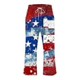 thumbnail image 3 of XIAfhje Linen Pants For Women Summer Fashion Casual The Usa 4Th Of July Patriotic Printing Elastic Waist Loose Pants Straight Wide Leg Trousers Loose Pants Lounge Pants With Pockets, 3 of 4