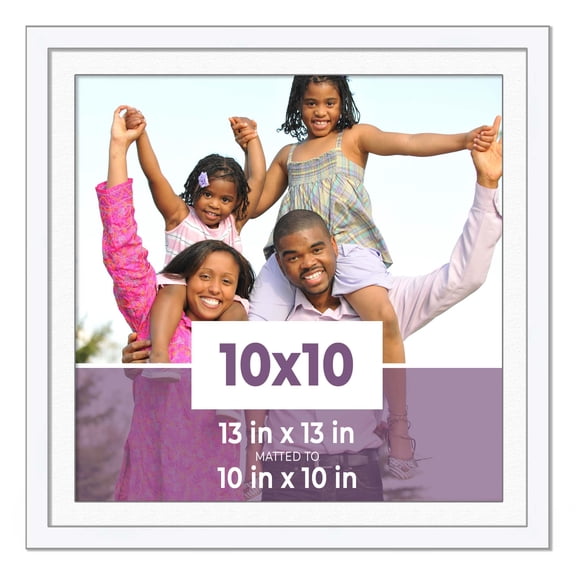 10x10 Frame White With White Picture Mat For 10x10 Photo - White 13x13 Frame To Display Print or